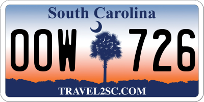 SC license plate OOW726