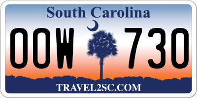 SC license plate OOW730