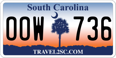 SC license plate OOW736