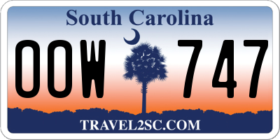 SC license plate OOW747