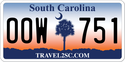 SC license plate OOW751