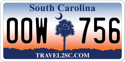 SC license plate OOW756