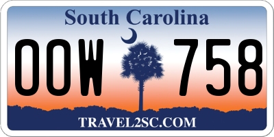 SC license plate OOW758