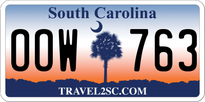 SC license plate OOW763