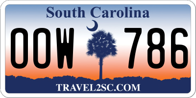 SC license plate OOW786