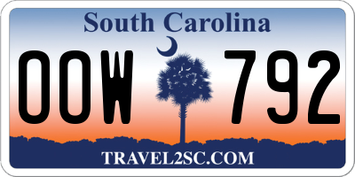 SC license plate OOW792