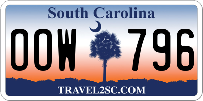 SC license plate OOW796