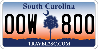 SC license plate OOW800