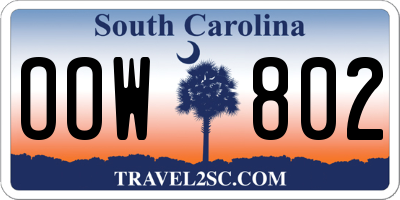 SC license plate OOW802