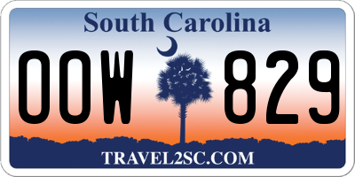 SC license plate OOW829