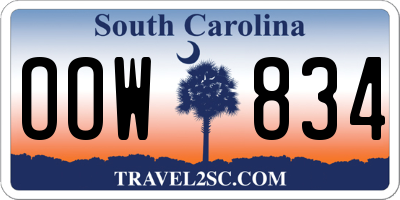 SC license plate OOW834