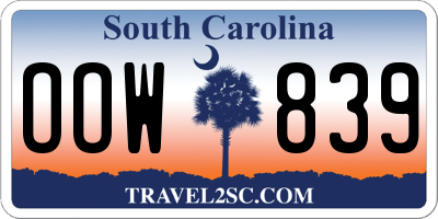 SC license plate OOW839