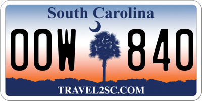 SC license plate OOW840