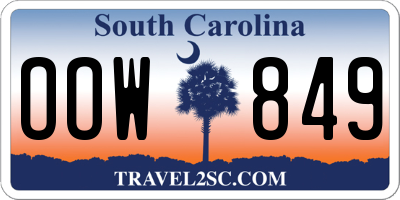 SC license plate OOW849