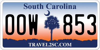 SC license plate OOW853