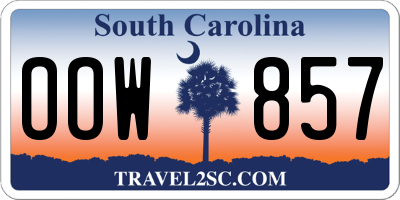 SC license plate OOW857