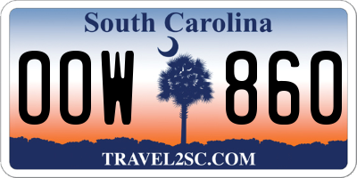 SC license plate OOW860