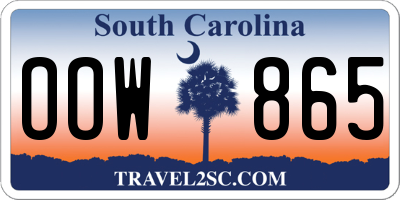 SC license plate OOW865
