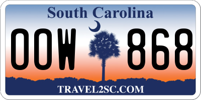 SC license plate OOW868
