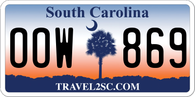 SC license plate OOW869