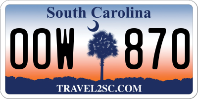 SC license plate OOW870