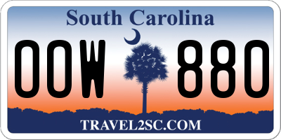 SC license plate OOW880