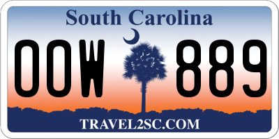 SC license plate OOW889