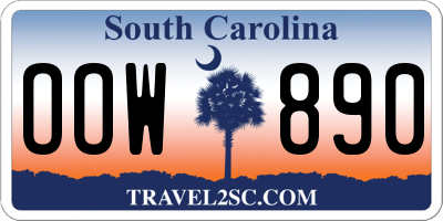SC license plate OOW890