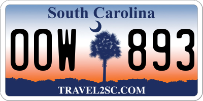 SC license plate OOW893