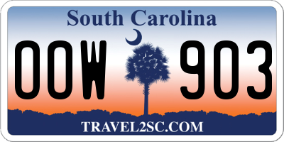 SC license plate OOW903