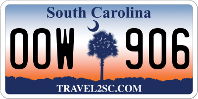 SC license plate OOW906