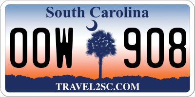 SC license plate OOW908