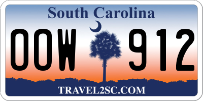 SC license plate OOW912