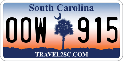 SC license plate OOW915