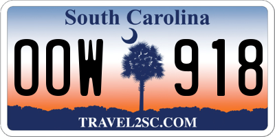 SC license plate OOW918