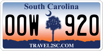 SC license plate OOW920