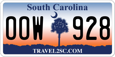 SC license plate OOW928