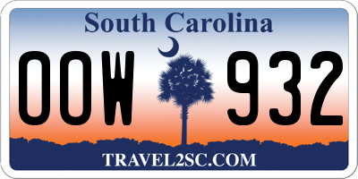 SC license plate OOW932