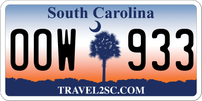 SC license plate OOW933
