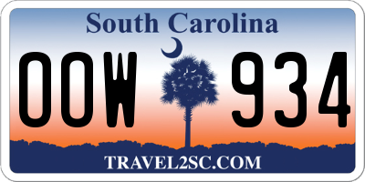 SC license plate OOW934