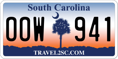 SC license plate OOW941