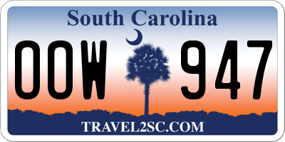 SC license plate OOW947