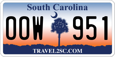 SC license plate OOW951