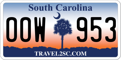 SC license plate OOW953