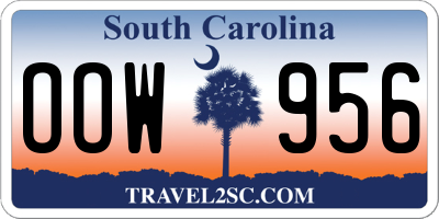 SC license plate OOW956