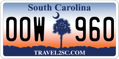 SC license plate OOW960