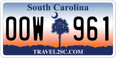 SC license plate OOW961