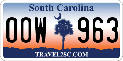 SC license plate OOW963