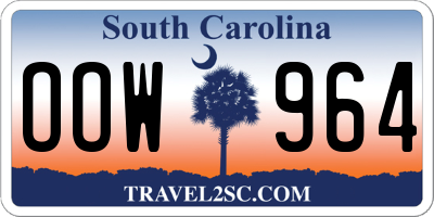 SC license plate OOW964