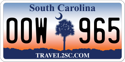 SC license plate OOW965